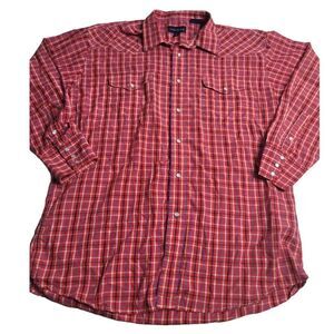 3261 Panhandle Slim Red Plaid Pearl Snap Long‎ Sleeve Shirt Men's Large